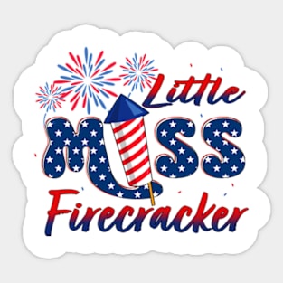 Little Miss Firecracker 4th Of July American Flag Little Miss America Sticker